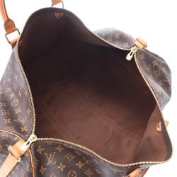 Pre Owned Louis Vuitton Brown Monogram Canvas Keepall Bandouliere 55 Bag