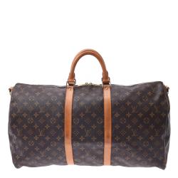 Pre Owned Louis Vuitton Brown Monogram Canvas Keepall Bandouliere 55 Bag