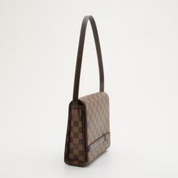 Pre Owned Louis Vuitton Damier Ebene Tribeca Long Shoulder Handbag 