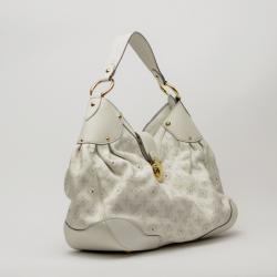 Pre Owned Louis Vuitton White Mahina Leather Solar GM Bag