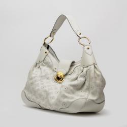 Pre Owned Louis Vuitton White Mahina Leather Solar GM Bag