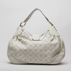 Pre Owned Louis Vuitton White Mahina Leather Solar GM Bag