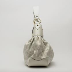 Pre Owned Louis Vuitton White Mahina Leather Solar GM Bag