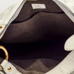 Pre Owned Louis Vuitton White Mahina Leather Solar GM Bag
