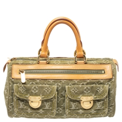 Speedy handbag Louis Vuitton Green in Denim - Jeans - 23914453