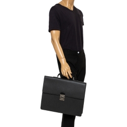 Pre Owned Louis Vuitton Black Taiga Leather Serviette Robusto 2 Business Briefcase Bag
