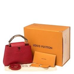 Pre Owned Louis Vuitton Escarlate Taurillon Leather and Python Capucines BB Bag
