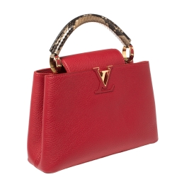 Pre Owned Louis Vuitton Escarlate Taurillon Leather and Python Capucines BB Bag