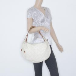 Pre Owned Louis Vuitton Perforated White Leather Onatah GM Hobo