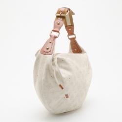 Pre Owned Louis Vuitton Perforated White Leather Onatah GM Hobo