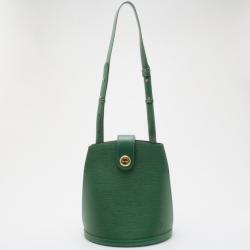 Pre Owned Louis Vuitton Borneo Green Epi Leather Cluny Shoulder Bag  