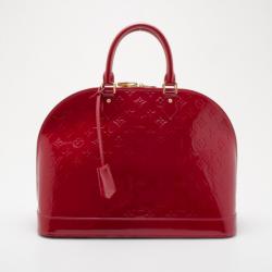 Pre Owned Louis Vuitton Red Monogram Vernis Alma MM