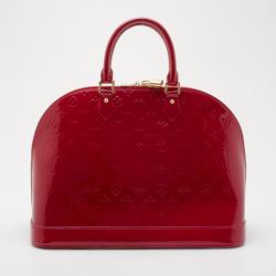 Pre Owned Louis Vuitton Red Monogram Vernis Alma MM