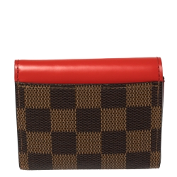 Pre Owned Louis Vuitton Cherry Damier Ebene Canvas and Leather Zoe Wallet