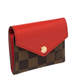 Pre Owned Louis Vuitton Cherry Damier Ebene Canvas and Leather Zoe Wallet