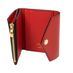 Pre Owned Louis Vuitton Cherry Damier Ebene Canvas and Leather Zoe Wallet