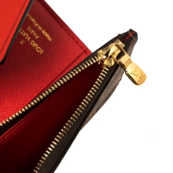 Pre Owned Louis Vuitton Cherry Damier Ebene Canvas and Leather Zoe Wallet