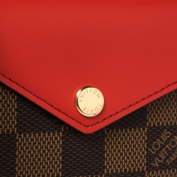 Pre Owned Louis Vuitton Cherry Damier Ebene Canvas and Leather Zoe Wallet