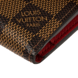 Pre Owned Louis Vuitton Cherry Damier Ebene Canvas and Leather Zoe Wallet