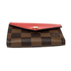 Pre Owned Louis Vuitton Cherry Damier Ebene Canvas and Leather Zoe Wallet