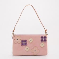Pre Owned Louis Vuitton Ltd.Edition Pink Monogram Vernis Lexington Flower Pochette Bag 