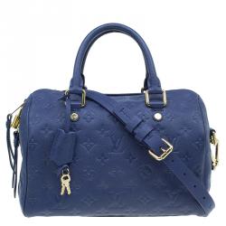 LOUIS VUITTON MONOGRAM EMPREINTE SPEEDY 25 Blue Shoulder bag Handbag #13  Rise-on