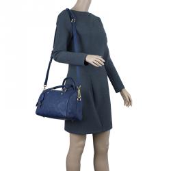 Speedy bandoulière leather handbag Louis Vuitton Blue in Leather - 30965093