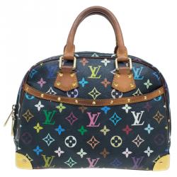 Pre Owned Louis Vuitton Black Multicolour Monogram Deauville Boston Bag