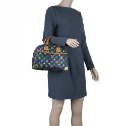 Pre Owned Louis Vuitton Black Multicolour Monogram Deauville Boston Bag