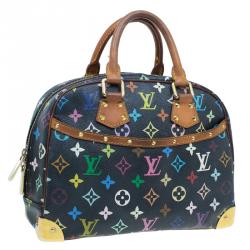 Pre Owned Louis Vuitton Black Multicolour Monogram Deauville Boston Bag