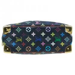 Pre Owned Louis Vuitton Black Multicolour Monogram Deauville Boston Bag