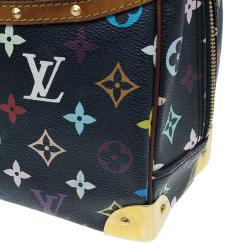 Pre Owned Louis Vuitton Black Multicolour Monogram Deauville Boston Bag