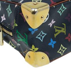 Pre Owned Louis Vuitton Black Multicolour Monogram Deauville Boston Bag