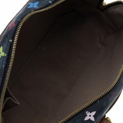 Pre Owned Louis Vuitton Black Multicolour Monogram Deauville Boston Bag