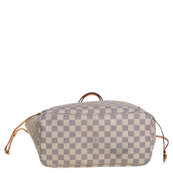 Pre Owned Louis Vuitton White Damier Azur Canvas Neverfull MM Tote