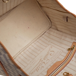 Pre Owned Louis Vuitton White Damier Azur Canvas Neverfull MM Tote