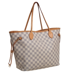 Pre Owned Louis Vuitton White Damier Azur Canvas Neverfull MM Tote