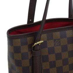 Pre Owned Louis Vuitton Damier Ebene Canvas Marais Bucket Bag w/Accessories Pochette