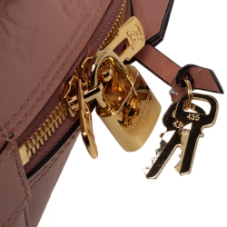 Pre Owned Louis Vuitton Rose Velours Monogram Vernis Alma BB Bag