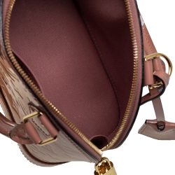 Pre Owned Louis Vuitton Rose Velours Monogram Vernis Alma BB Bag