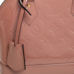 Pre Owned Louis Vuitton Rose Velours Monogram Vernis Alma BB Bag