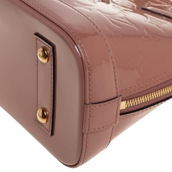 Pre Owned Louis Vuitton Rose Velours Monogram Vernis Alma BB Bag