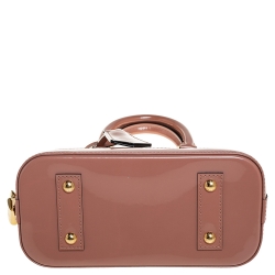 Pre Owned Louis Vuitton Rose Velours Monogram Vernis Alma BB Bag