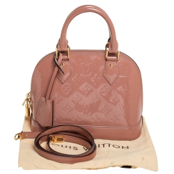 Pre Owned Louis Vuitton Rose Velours Monogram Vernis Alma BB Bag