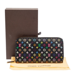 مملوكة مسبقًا محفظة لوي فيتون سحاب كانفاس مونوغرامية متعددة الألوان سوداء