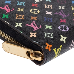 مملوكة مسبقًا محفظة لوي فيتون سحاب كانفاس مونوغرامية متعددة الألوان سوداء