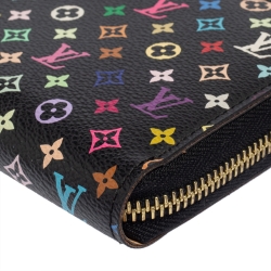 مملوكة مسبقًا محفظة لوي فيتون سحاب كانفاس مونوغرامية متعددة الألوان سوداء