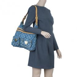 مملوكة مسبقًا حقيبة يد لوي فيتون باجي دنيم مونوجرامي أزرق GM