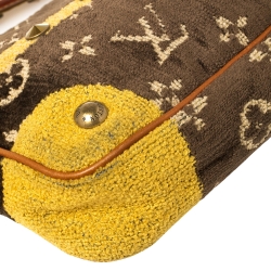 Pre Owned Louis Vuitton Brown/Yellow Monogram Velvet Limited Edition Trompe L'oeil Pochette Accessories Bag