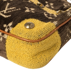 Pre Owned Louis Vuitton Brown/Yellow Monogram Velvet Limited Edition Trompe L'oeil Pochette Accessories Bag